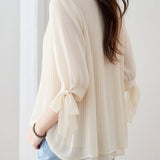 Casual Lantern Sleeve Short Sleeve Shirt - liwisi