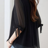 Casual Lantern Sleeve Short Sleeve Shirt - liwisi