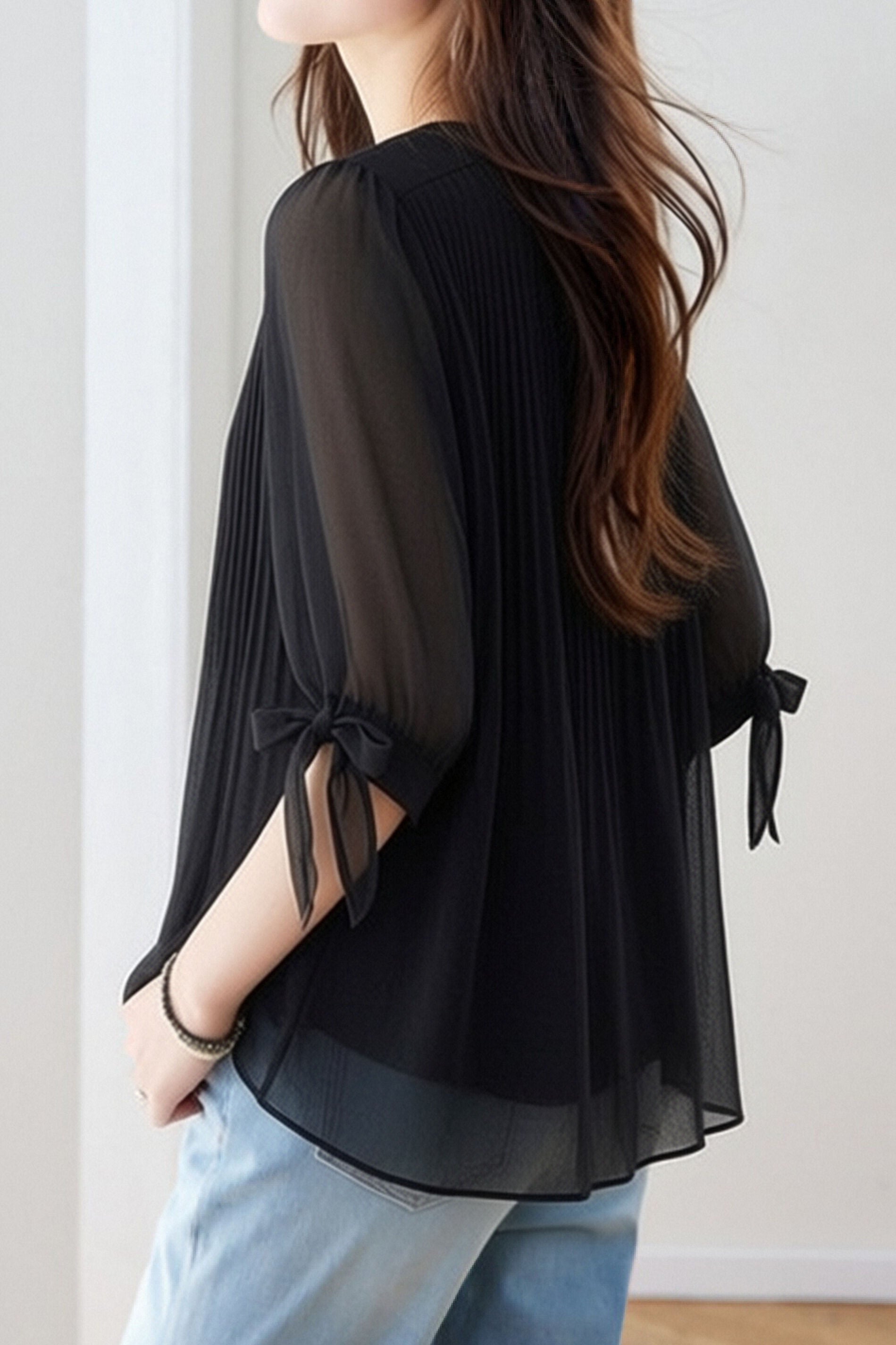 Casual Lantern Sleeve Short Sleeve Shirt - liwisi