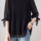 Casual Lantern Sleeve Short Sleeve Shirt - liwisi