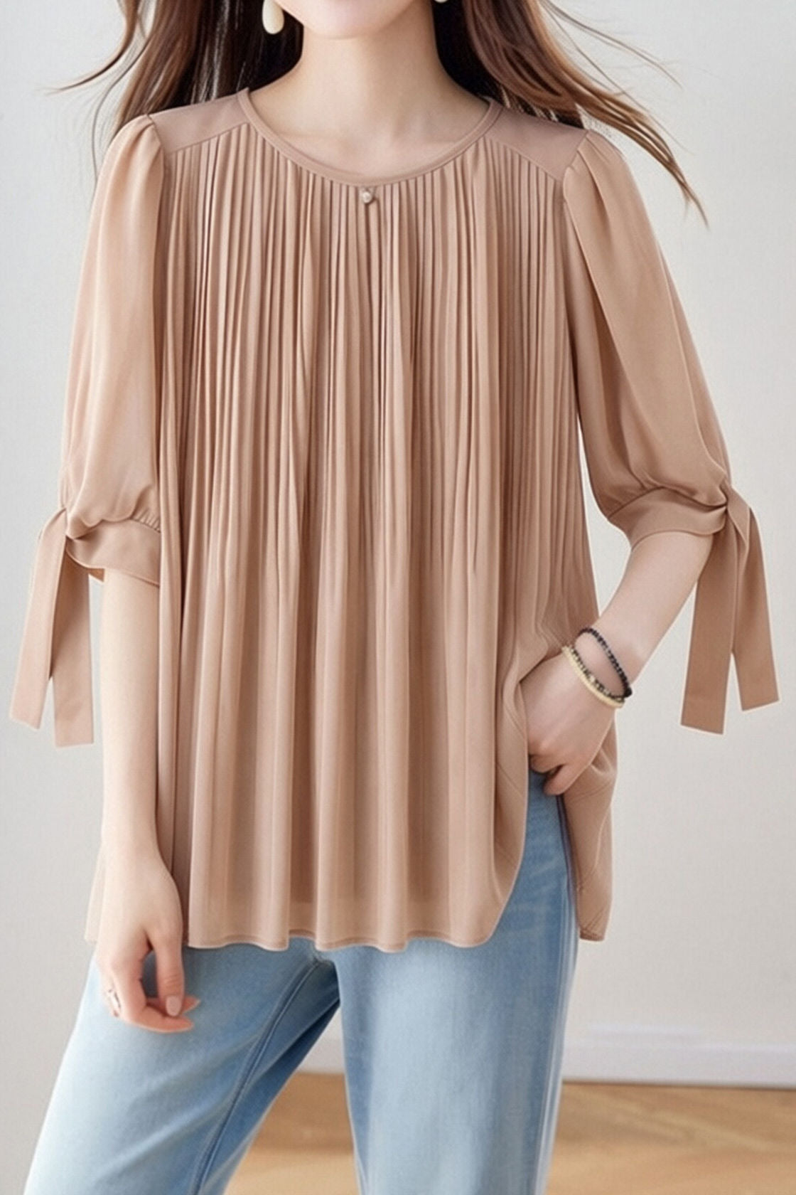 Casual Lantern Sleeve Short Sleeve Shirt - liwisi