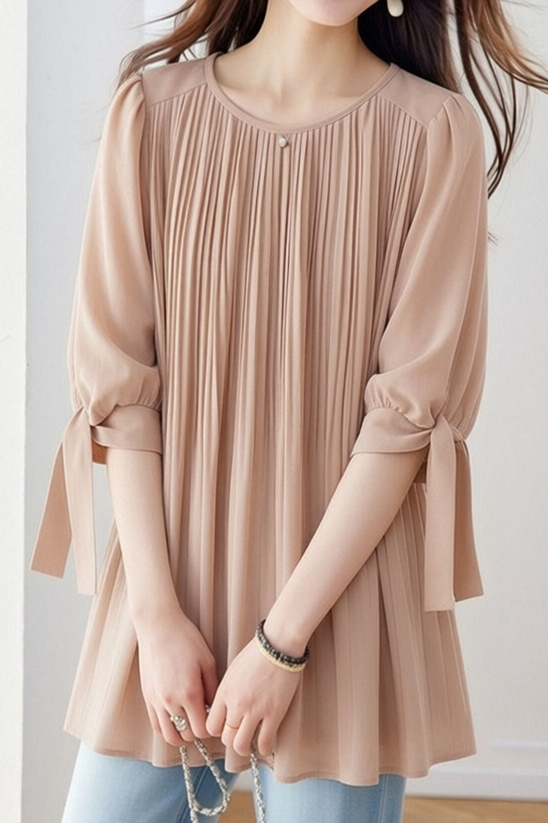 Casual Lantern Sleeve Short Sleeve Shirt - liwisi