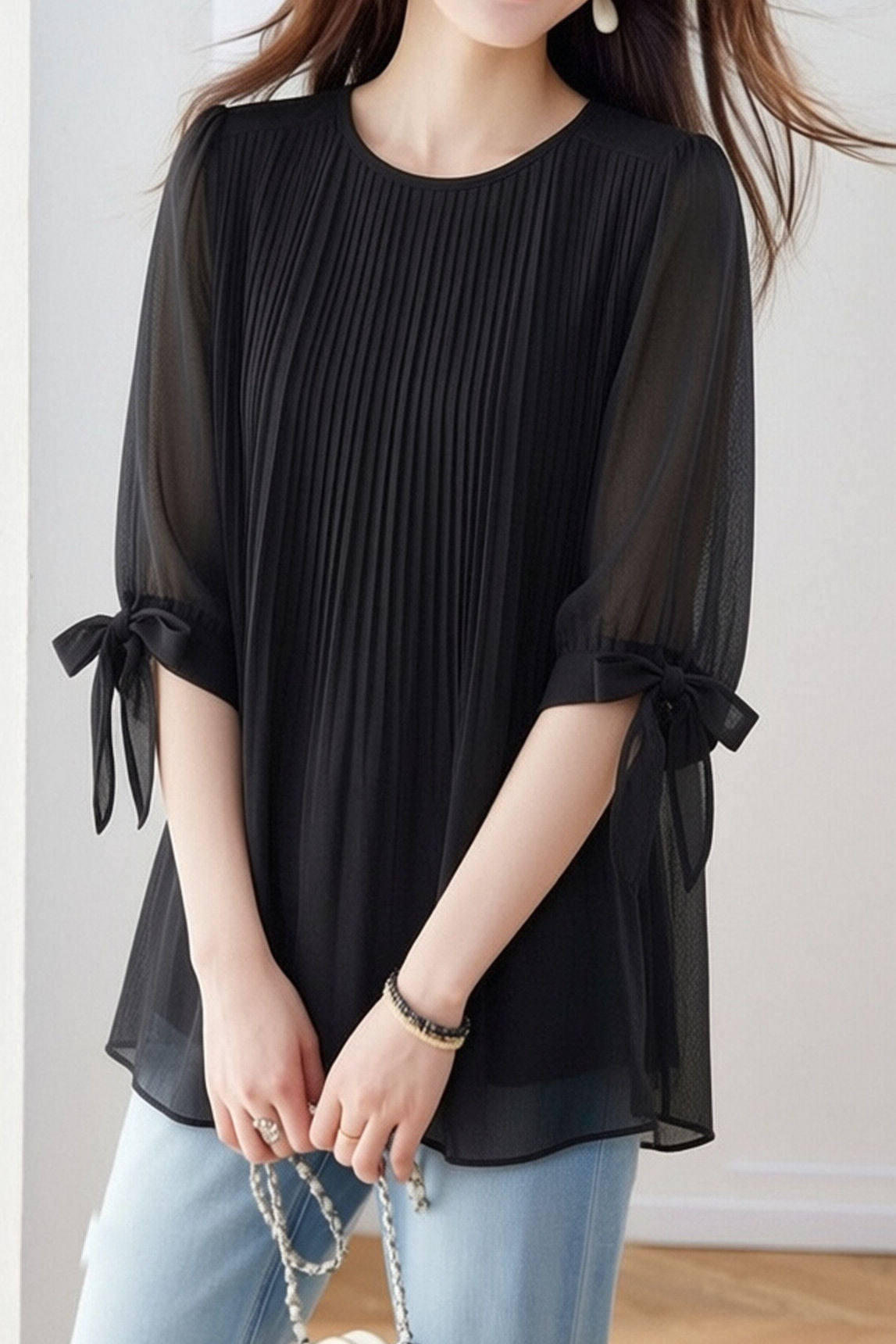 Casual Lantern Sleeve Short Sleeve Shirt - liwisi