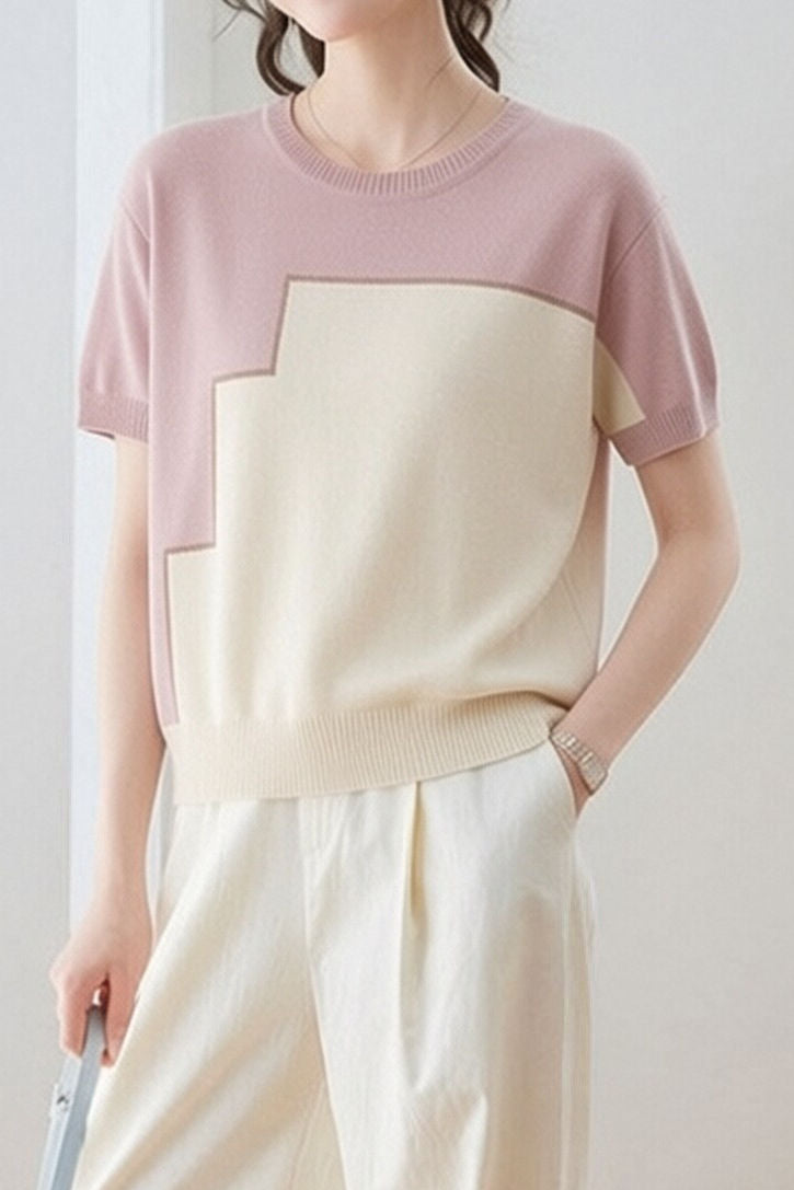 Casual Loose Versatile Color Block Knit Sweater - liwisi