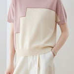 Casual Loose Versatile Color Block Knit Sweater - liwisi