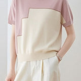 Casual Loose Versatile Color Block Knit Sweater - liwisi