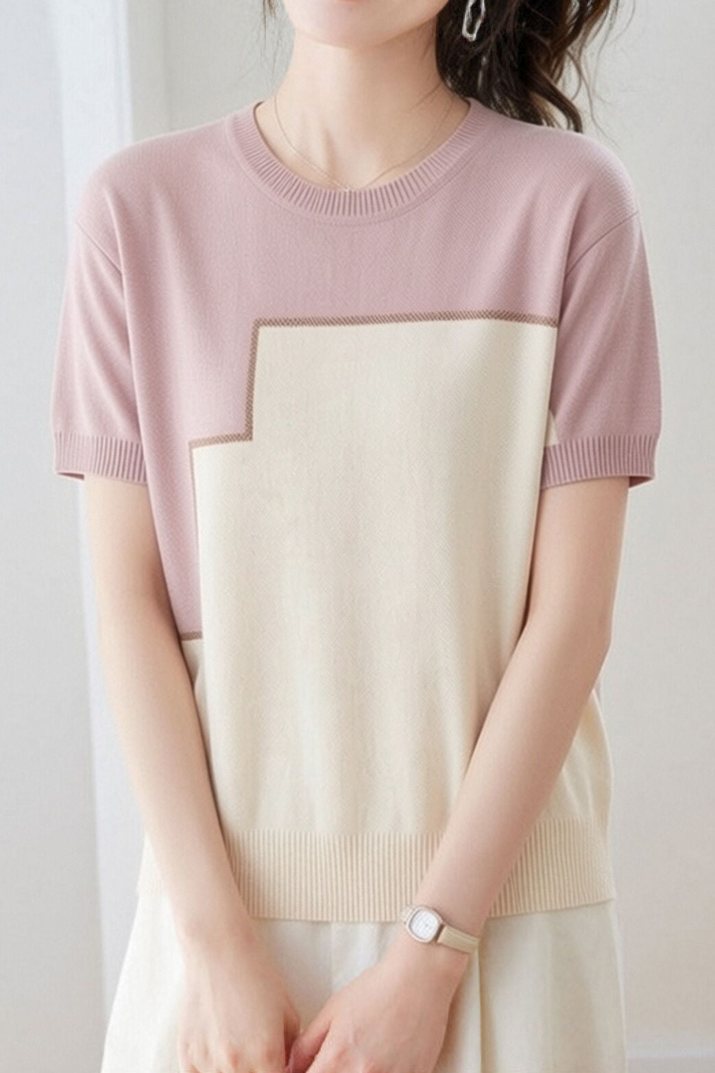 Casual Loose Versatile Color Block Knit Sweater - liwisi