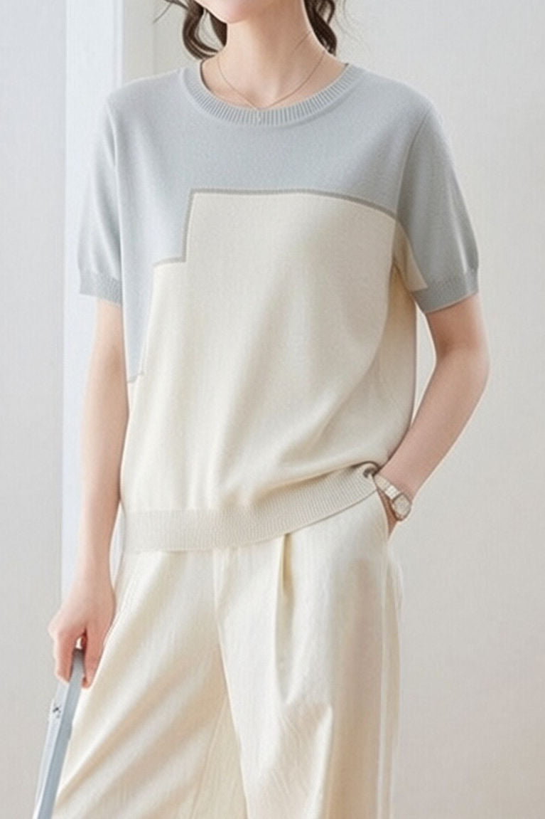 Casual Loose Versatile Color Block Knit Sweater - liwisi