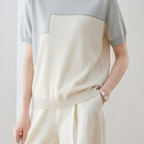 Casual Loose Versatile Color Block Knit Sweater - liwisi