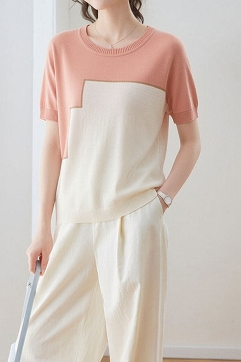 Casual Loose Versatile Color Block Knit Sweater - liwisi