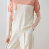 Casual Loose Versatile Color Block Knit Sweater - liwisi