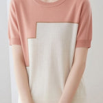 Casual Loose Versatile Color Block Knit Sweater - liwisi