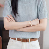 Casual Hollow Out Short Sleeve Knit Sweater - liwisi