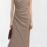 Elegant Pleated Slim Fit Dress - liwisi