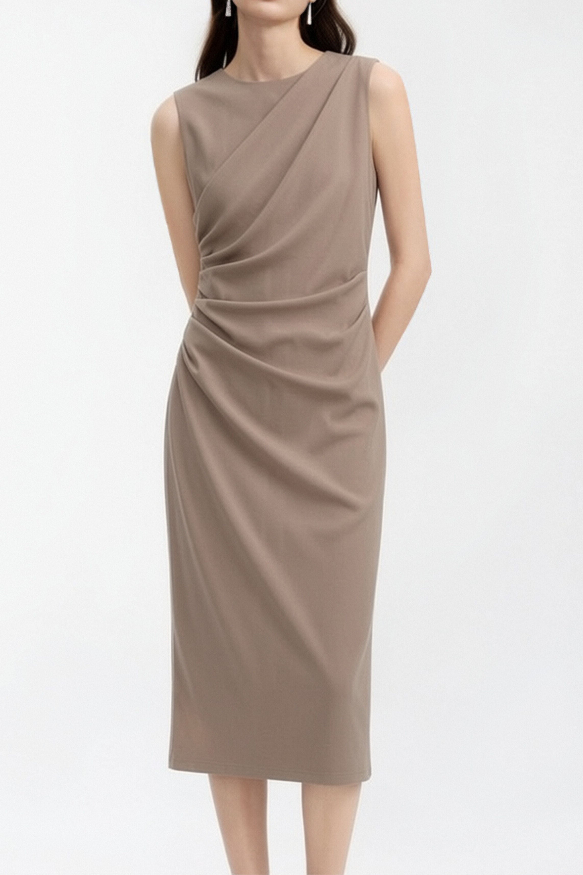 Elegant Pleated Slim Fit Dress - liwisi
