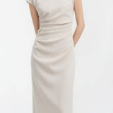 Elegant Pleated Slim Fit Dress - liwisi