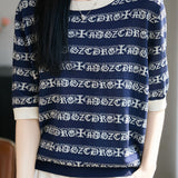 Casual Stripe Printed Knit Sweater - liwisi