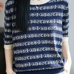 Casual Stripe Printed Knit Sweater - liwisi