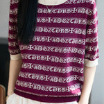 Casual Stripe Printed Knit Sweater - liwisi