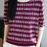 Casual Stripe Printed Knit Sweater - liwisi