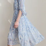 Elegant Bleached Print Dress - liwisi
