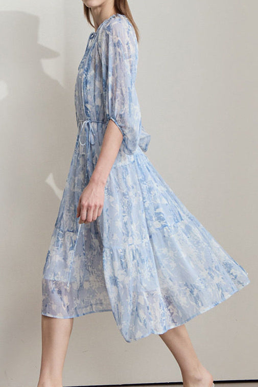 Elegant Bleached Print Dress - liwisi