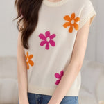 Casual Floral Pattern Knit Sweater - liwisi