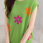 Casual Floral Pattern Knit Sweater - liwisi