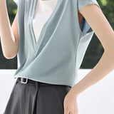 Casual Fake Two-Piece Color Block T-Shirt - liwisi