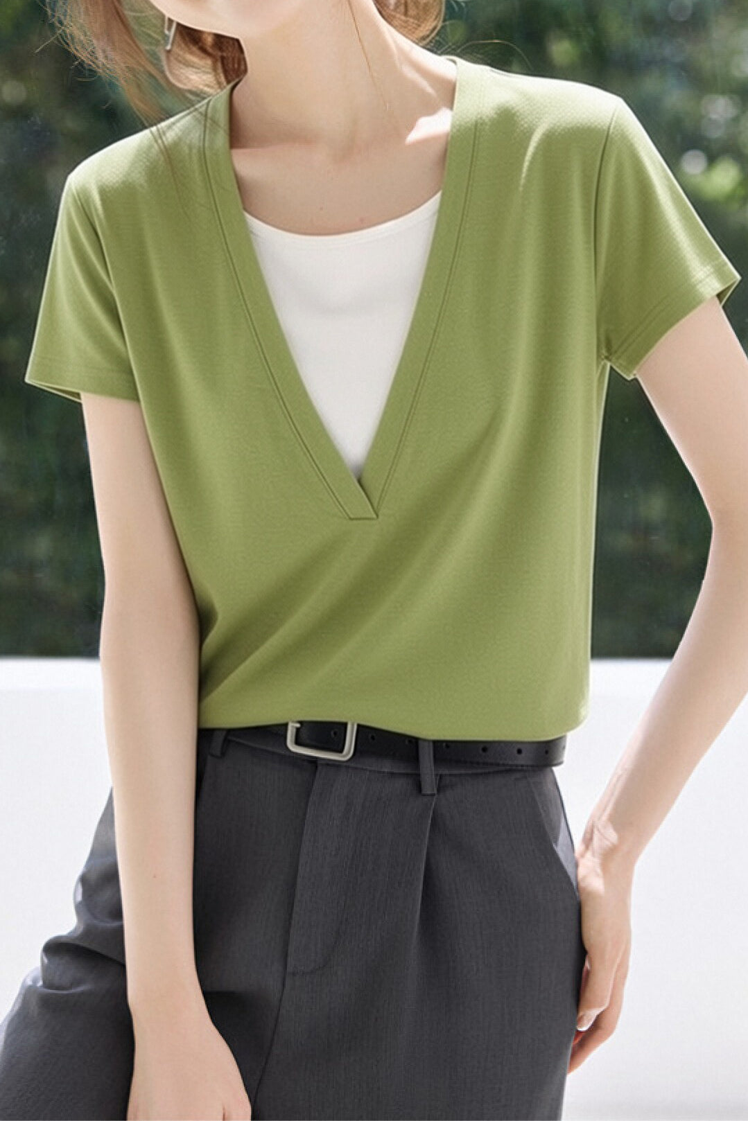 Casual Fake Two-Piece Color Block T-Shirt - liwisi