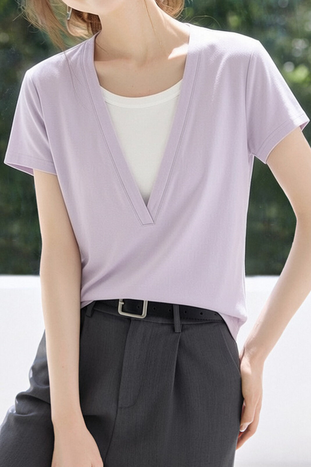 Casual Fake Two-Piece Color Block T-Shirt - liwisi