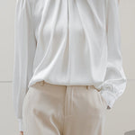 Elegant Pleated Stand Collar Shirt - liwisi