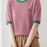 Casual Spliced Half Sleeve T-Shirt - liwisi