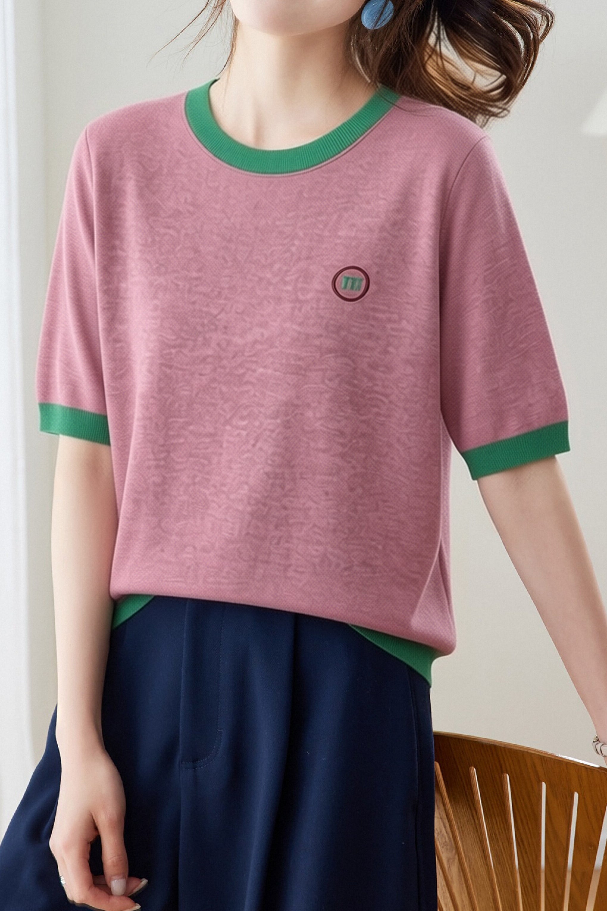 Casual Spliced Half Sleeve T-Shirt - liwisi