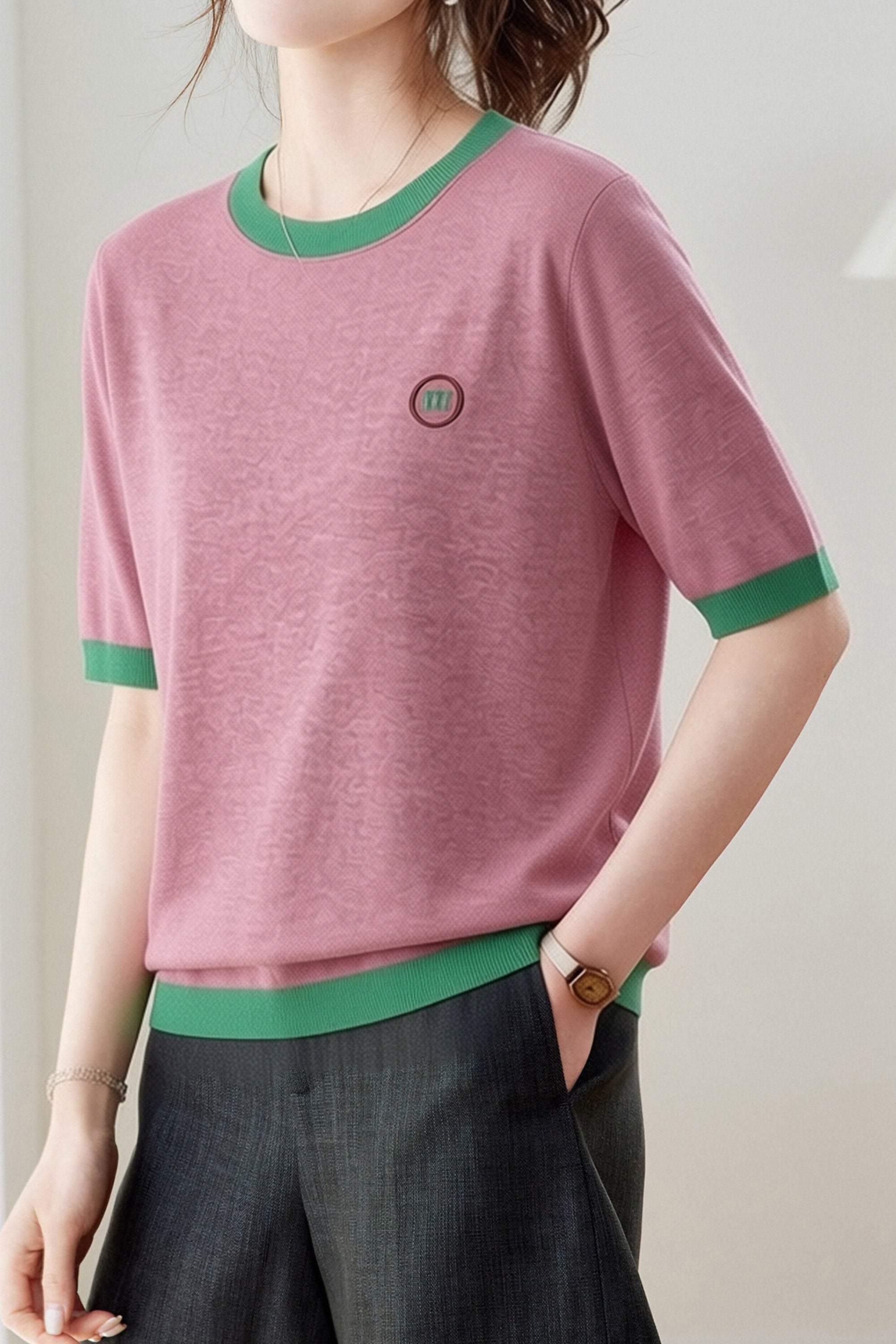 Casual Spliced Half Sleeve T-Shirt - liwisi