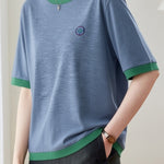 Casual Spliced Half Sleeve T-Shirt - liwisi