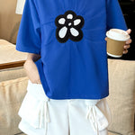 Casual Floral Decor Short Sleeve T-Shirt - liwisi