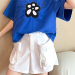 Casual Floral Decor Short Sleeve T-Shirt - liwisi