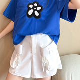 Casual Floral Decor Short Sleeve T-Shirt - liwisi