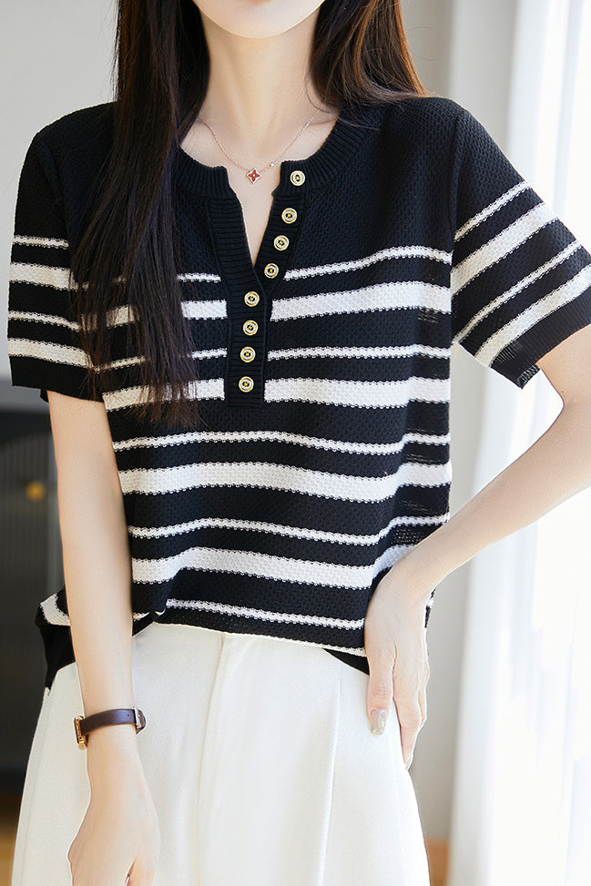 Casual Half Placket Half Sleeve T-Shirt - liwisi