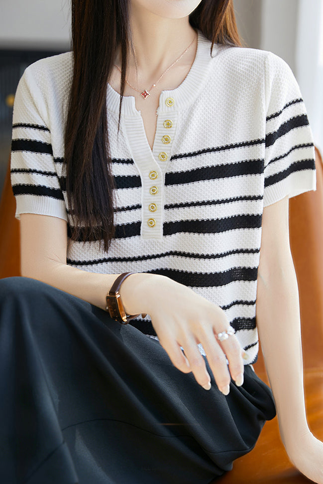 Casual Half Placket Half Sleeve T-Shirt - liwisi