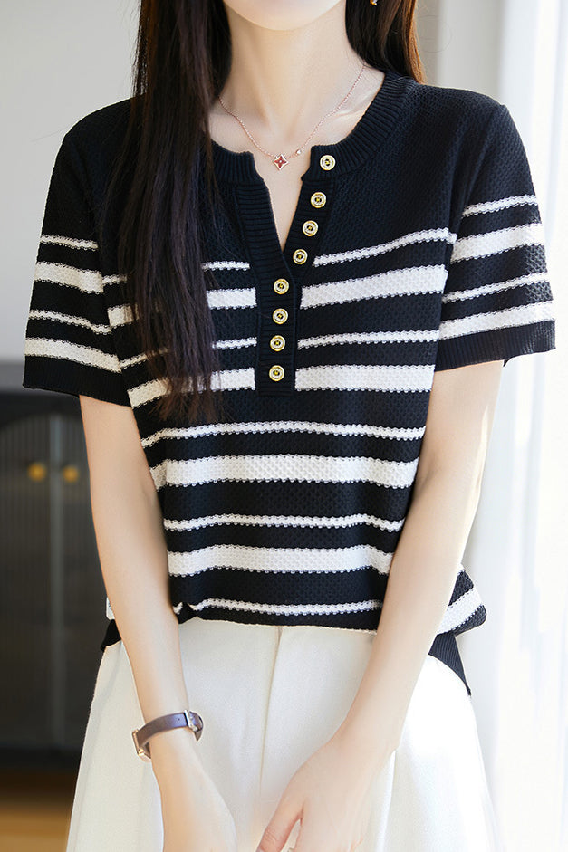 Casual Half Placket Half Sleeve T-Shirt - liwisi