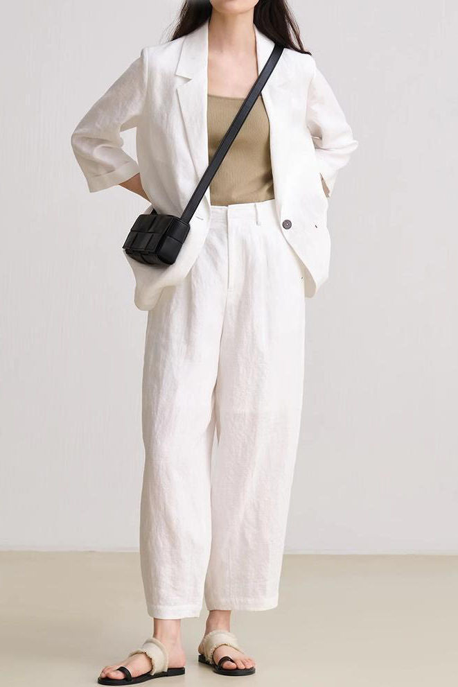 Casual Versatile Linen Cotton Blended Suit Set - liwisi