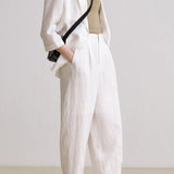 Casual Versatile Linen Cotton Blended Suit Set - liwisi