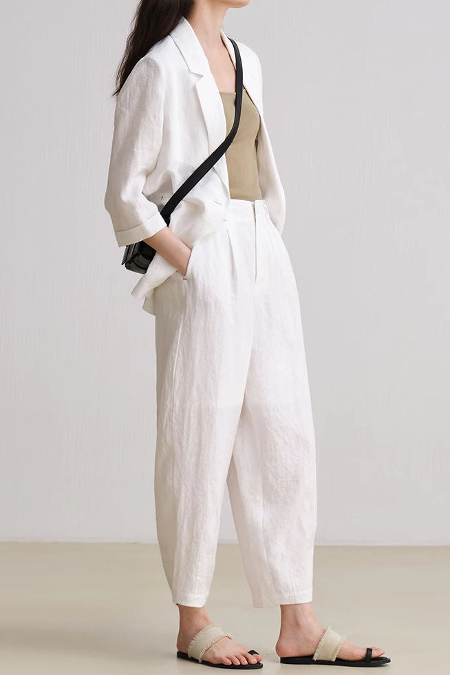 Casual Versatile Linen Cotton Blended Suit Set - liwisi
