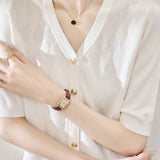 Casual V-Neck Geometric Texture Knit Cardigan - liwisi