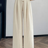 Casual Commute High Waist Drape Wide Leg Pants - liwisi