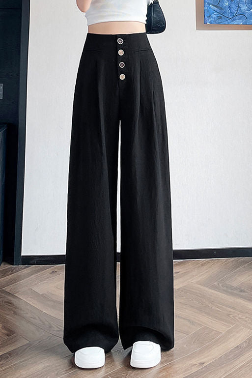 Casual Commute High Waist Drape Wide Leg Pants - liwisi
