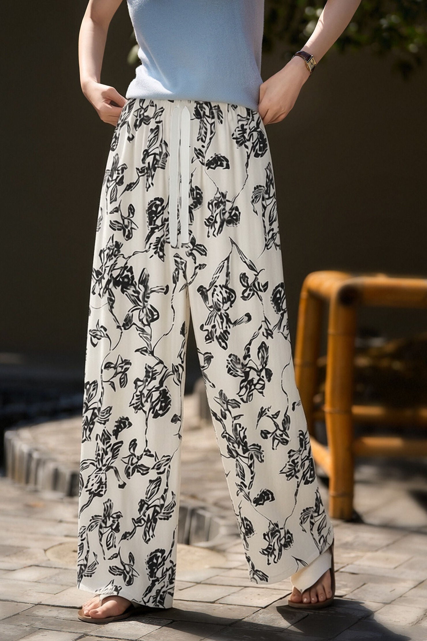 Casual Daily Printed Wide Leg Pants - liwisi