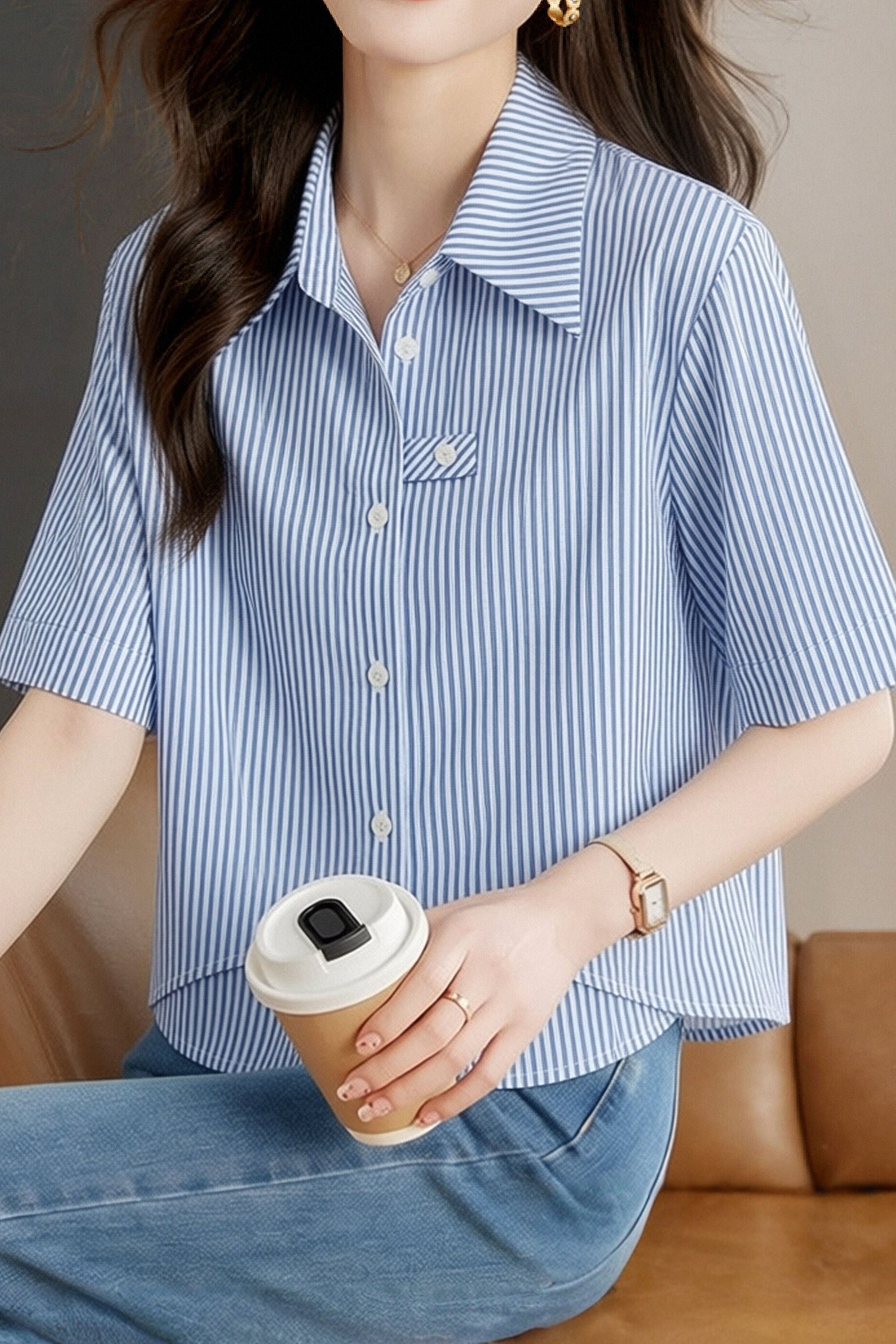 Casual Commute Design Sense Shirt - liwisi